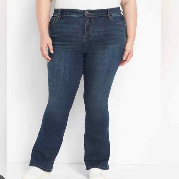 Lane Bryant Denim - Lane Bryant Signature Bootcut Jeans Magic Waistband Mid Rise Dark Wash 28
